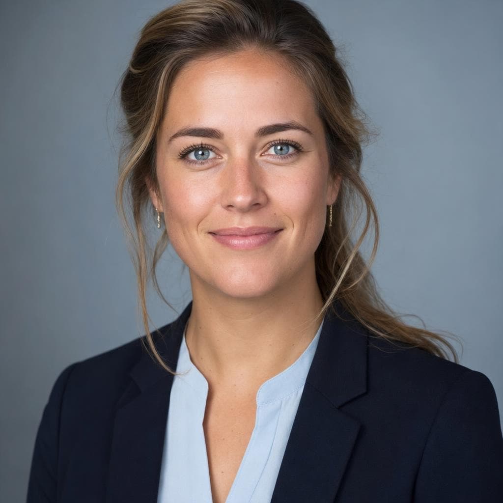 AI-gegenereerde voorbeeldprofielfoto van een Nederlandse zorgprofessional